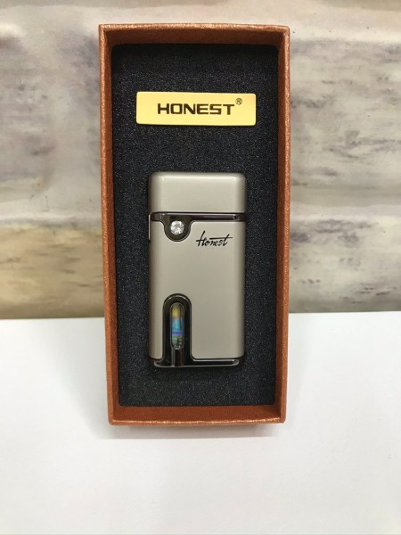 Honest Marka Rüzgar Çakmağı Gaz Göstergeli Gümüş Gri Kişiye Özel Çakmak