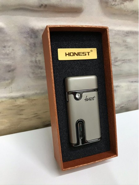 Honest Marka Rüzgar Çakmağı Gaz Göstergeli Gümüş Gri Kişiye Özel Çakmak