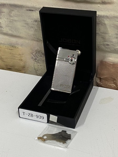 Jobon Çift Ateşlemeli Gaz Açıp Kapatmalı Gümüş Gri Renk Kişiye Özel Çakmak