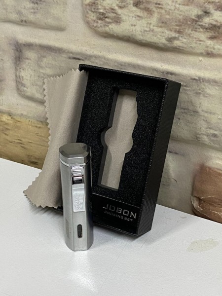 Jobon Marka Gazlı Gri Renk Özel 3 Ateşlemeli Kişiye Özel Çakmak 