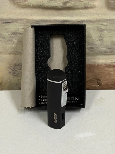 Jobon Marka Gazlı Mat Siyah Renk Özel 3 Ateşlemeli Kişiye Özel Çakmak 