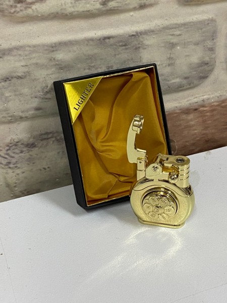 Lighter Marka Otantik Model Sarı Gold Renk Gazlı Kişiye Özel Çakmak