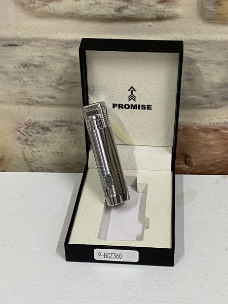 Promise Gaz Göstergeli Üçlü Ateşlemeli Gümüş Gri Renk Kişiye Özel Çakmak