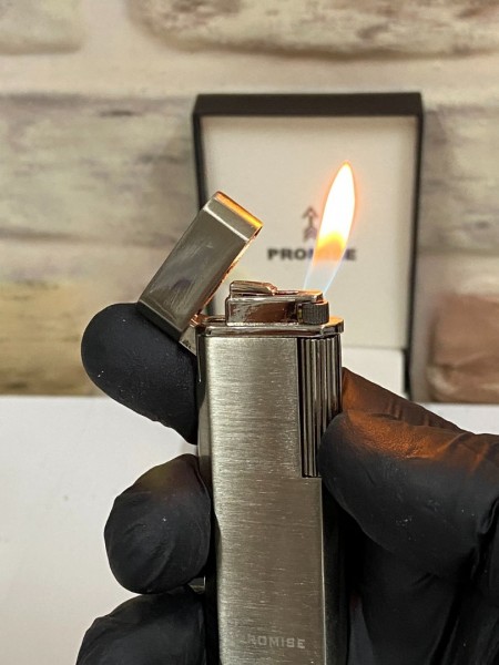 Promise Marka Gri Renk Gazlı İnce Kişiye Özel Çakmak