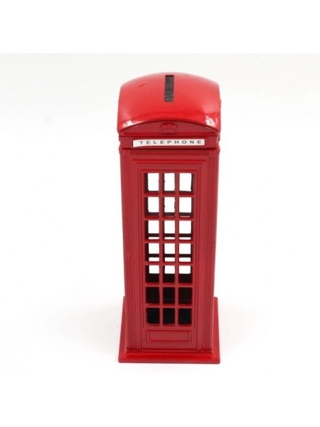Kırmızı Renkli İngiliz Telefon Kulubesi Büyük Metal Kumbara